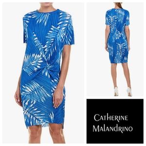 Catherine Malandrino Palm Micropleat Blue Dress
